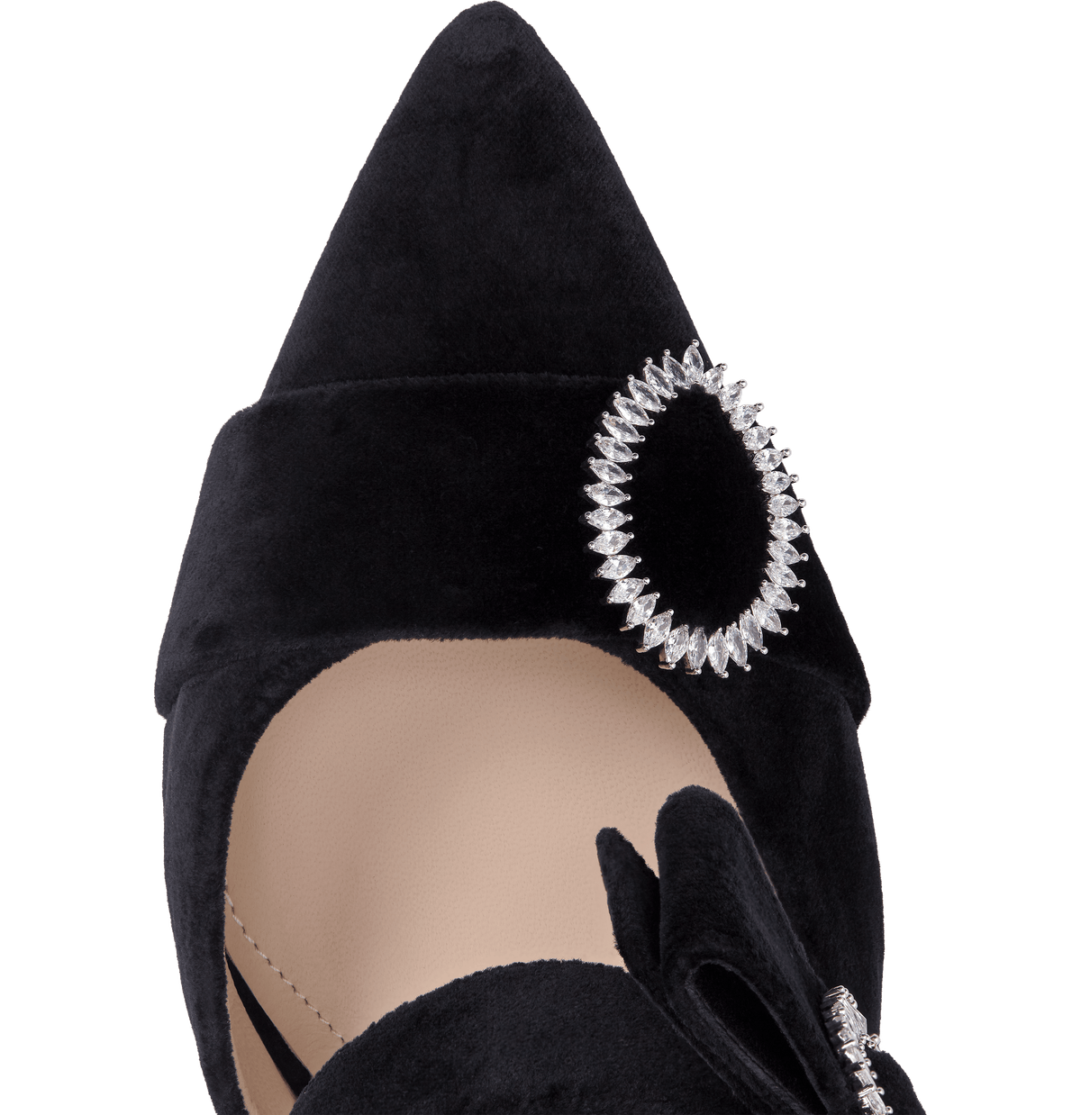 Black Velvet Bow Heel Mules